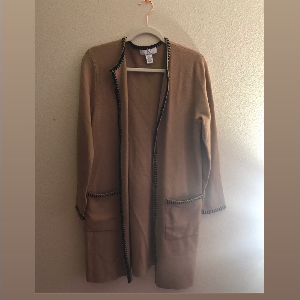 A Tan and Black Cardigan w/ Sleeves